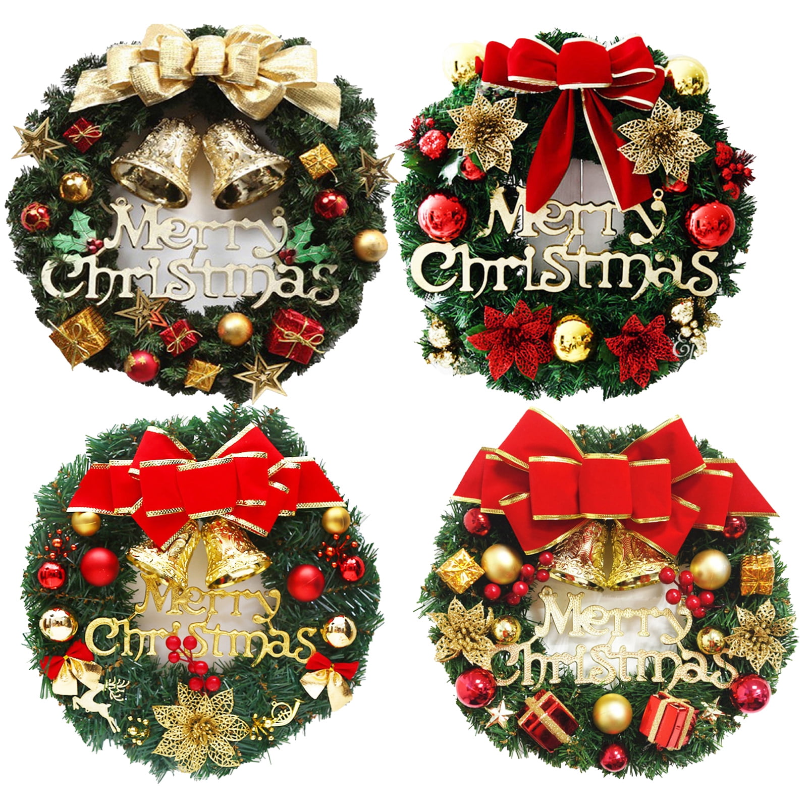 Dengjunhu Christmas Wreath, Outdoor Lighted Christmas Wreath for Front