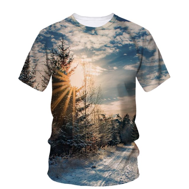 Nouveaux T-Shirts Graphiques d'Hiver pour Hommes Tendance Décontractée d'Été Col Rond Surdimensionné Manches Courtes Imprimés
