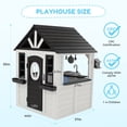 thumbnail image 3 of AiKidKit Kids Outdoor Playhouse, Wooden Playhouse with Play Kitchen, Working Doorbell, Bird Cage, Pet Door, Backyard Casa de CampañA Para NiñOs Country Style, Black & White, 3 of 13
