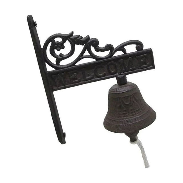 Wosthever Timbre de bienvenida, herrajes, campanas artesanales de hierro fundido, colgantes, colgante de campana montado en la pared, adorno Jardín y Patio