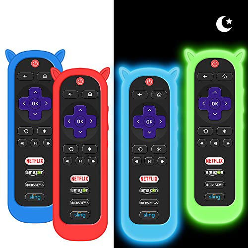 Bedycoon 2 Pack Green Glow Protective Remote Case for TCL Roku TV RC280 Remote,Shock Proof Silicone Remote Controller Cover Cute Cat Ear Shape,with Wrist Strap Anti-Lost 