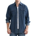thumbnail image 2 of GZWYHT Mens Casual Button Down Shirts,Mens Shirts Men Long Sleeve Autumn Winter Casual Denim Shirts Fashion Top Blouse Shirts Long Sleeve Shirts,Big And Tall Shirts Dark blue L, 2 of 7