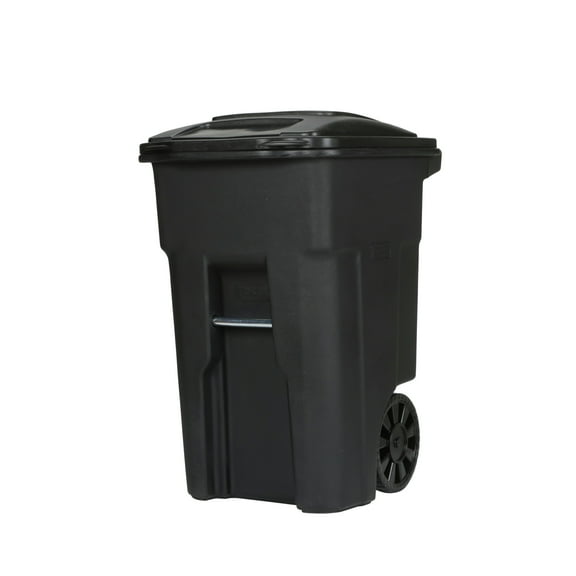 Toter 48-gallon black garbage can with wheels and lid