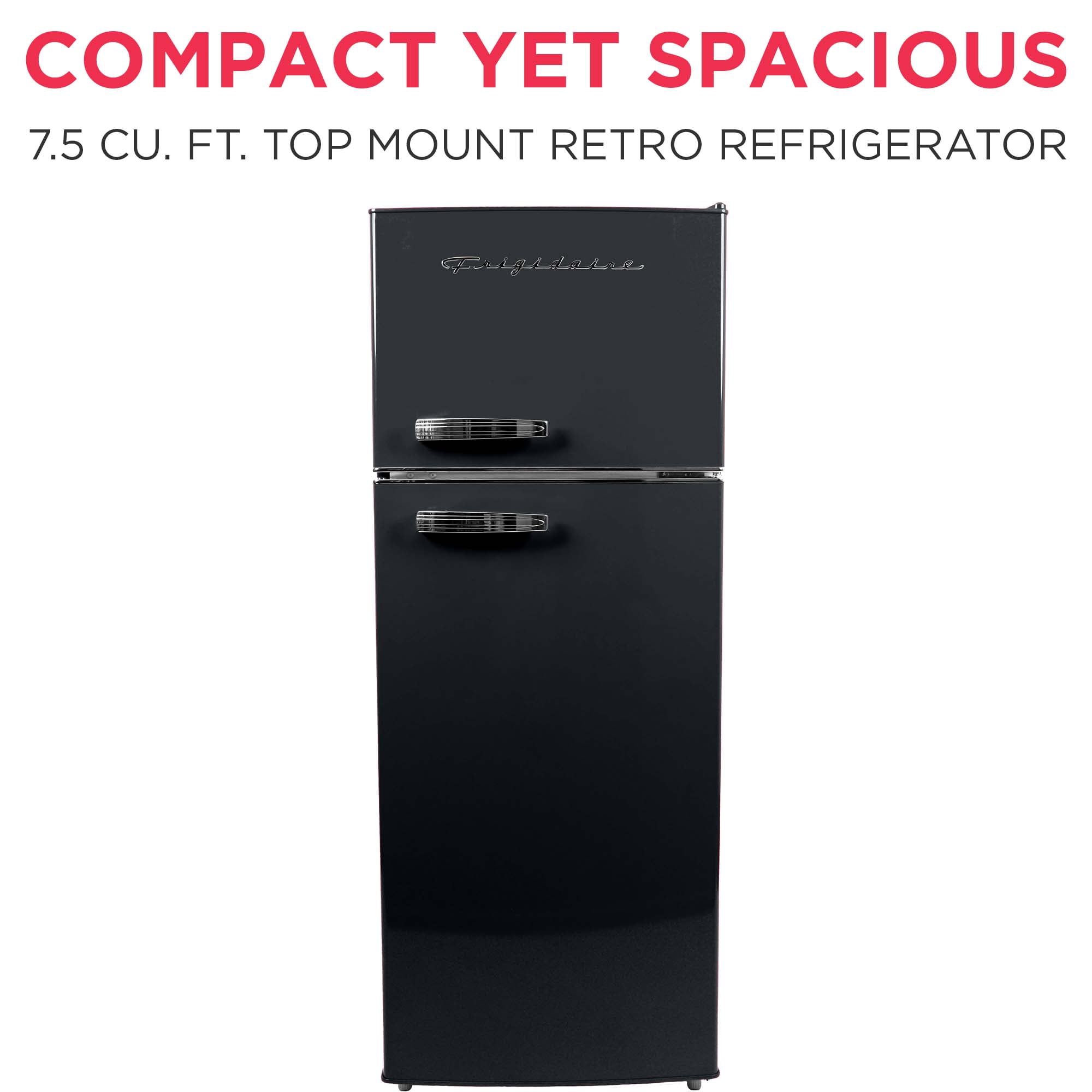 Frigidaire 7.5 Cu Ft. Retro Refrigerator, Top Mount Compact Fridge, Black