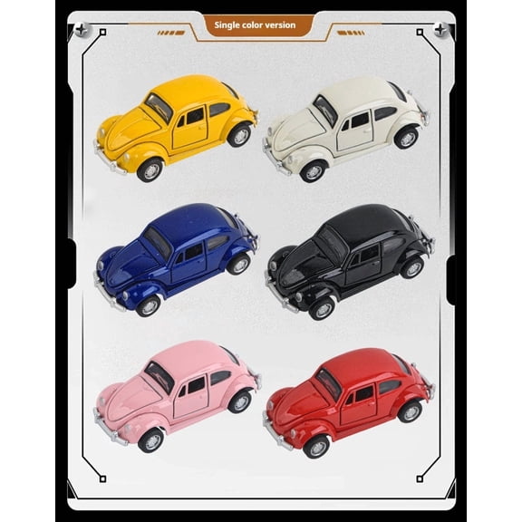 Beetle Classic alloy car model, mini simulation three-door pull-back alloy car toy, birthday gift for adults and kids 1:60 scale