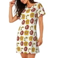 thumbnail image 2 of Yiaed Sunflowers And Skull Print Women's Loose-Fit Short Sleeve Nightgown, Soft and Comfortable Sleep Dress for Relaxation and Sleepwear, 2 of 6