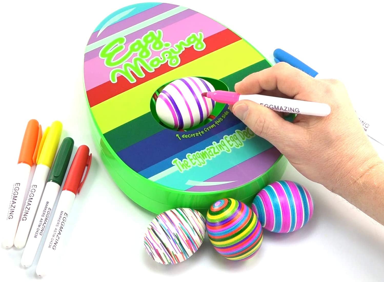 wineman Motorized Easter Egg Decorator Kit Egg Spinner with 8 Colorful Non-Toxic Markers,eggmazing Easter Egg Decorator kit