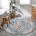 thumbnail image 4 of Blue Boho Round Area Rug 4 FT, Non Slip Indoor Outdoor Rug, Middle Century Abstract Art Western Geometric Washable Soft Circular Carpet Non-Shedding Floor Mat for Coffee Table Nursery Foyer Balcony, 4 of 9