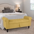 thumbnail image 6 of Storage Bench with Upholstered Rolled Arm Ottoman Bench Couch w/ Solid Wood Legs for Bedroom End of Bed,and Living room,Yellow, 6 of 8