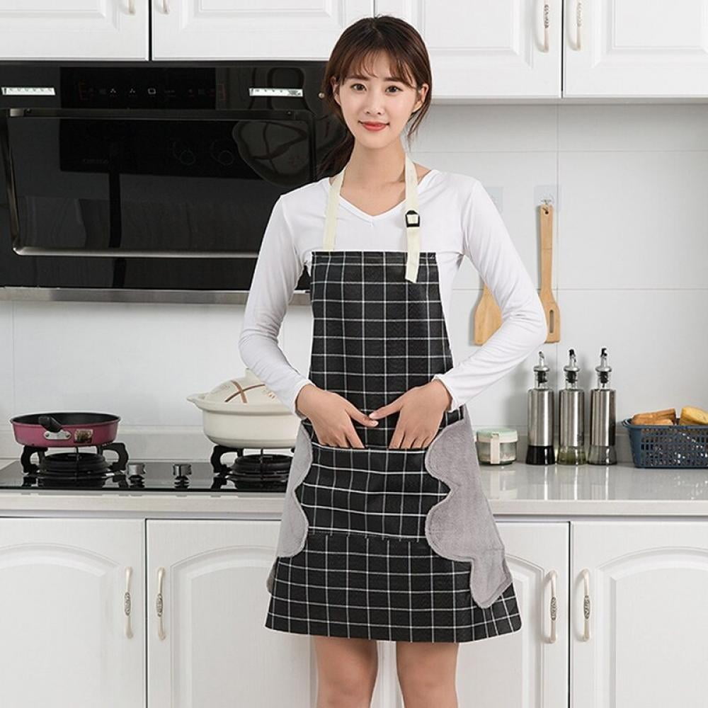 Apron With Pockets Cooking Coffee Home Kitchen Cooking Adjustable Wipe Hands Pocket Housework Creative Waterproof Apron