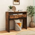 thumbnail image 2 of Costway 39.5" Expandable Rolling Computer Desk with Monitor Shelf 2-tier Desktop 2 Drawers Brown, 2 of 10