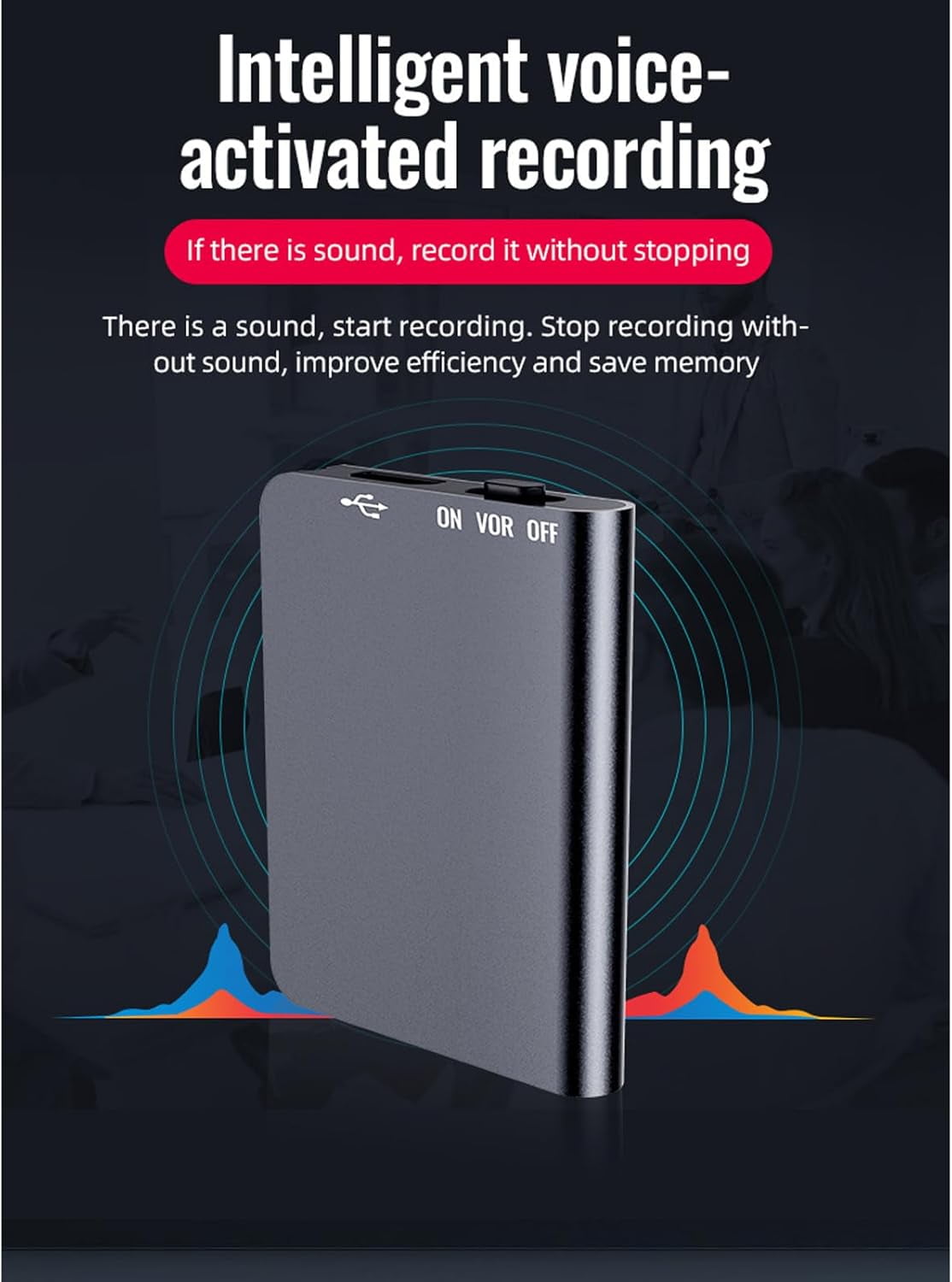 Mini Voice Recorder: Capture Every Sound with Smart, Compact Precision, Digital Intelligent Voice Activated Recorder with Playback, Rechargeable HD Noise Reduction One-Button Operation (8GB)
