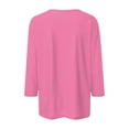 thumbnail image 6 of Kagetolytai Womens Tops Women Cute Print Tees Blouses Casual Plus Size Basic Tops Pullover For 3/4 Sleeve Shirts Summer Tops for Women 2024 Pink 3X, 6 of 6
