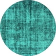thumbnail image 1 of Ahgly Company Indoor Round Oriental Turquoise Blue Industrial Area Rugs, 4' Round, 1 of 4