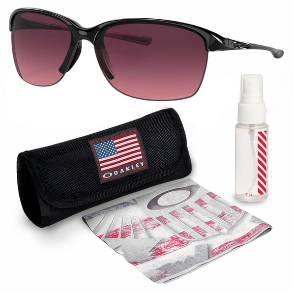 Oakley OO9191 Unstoppable Rectangle Shaped Polarized Sunglasses for Women - Includes Official Eyewear Kit - Polished Black Frame with Rose Gradient Lens