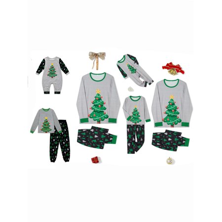 

AMILIEe Parent-Child Christmas PJs Matching Sets Holiday Pajamas Tree Print Long Sleeve Top and Pants