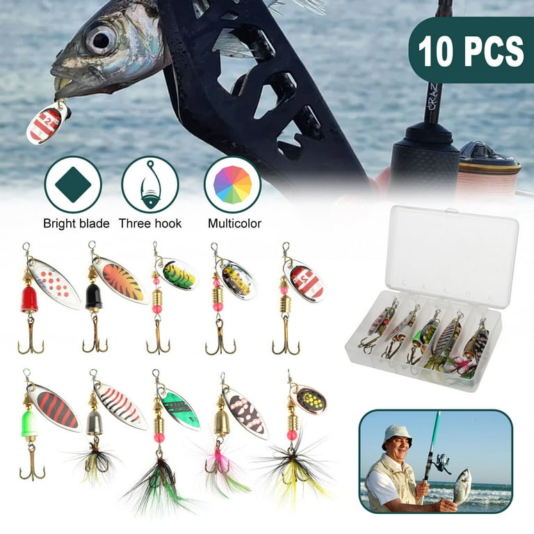 10x Fishing Lures Bass Tackle Crankbait Trout Salmon Spoon Hard