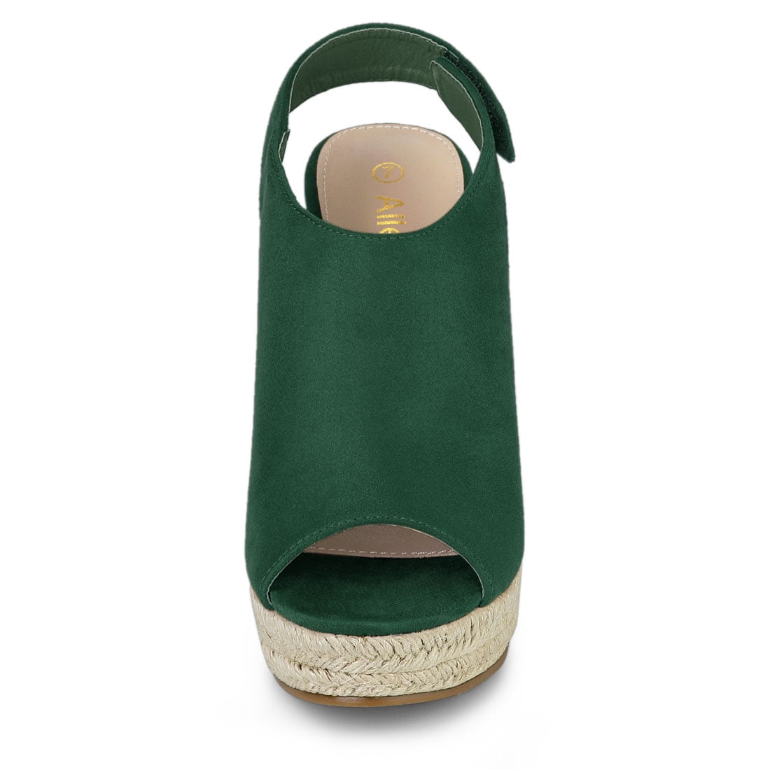 DARING DIVA Slingback Platform Wedges Heel Espadrille Wedge Sandals Emerald Green 8