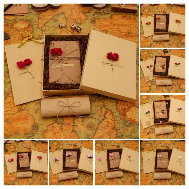 Letter Paper Envelope Set Romantic Vintage Style with Flowers Decoration Clear Line Smooth Writing Letter Envelopes