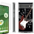 thumbnail image 1 of Shockproof Bumper Phone Case for Google Pixel 6a, with Tempered Glass Screen Protector, by OneToughShield ® - Guitar Red, 1 of 4