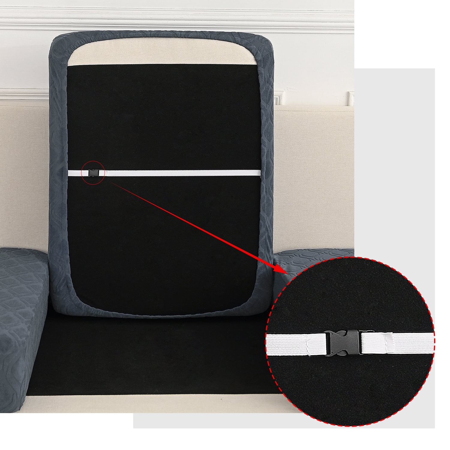 Eurhowing Waterproof Couch Cushion Covers 4 Pack, Non-Slip Stretch Sofa Seat Cushion Slipcover for Pets & Kids, Outdoor Furniture Protector Seat Cover, Dark Gray