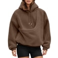 thumbnail image 3 of FUZHIQ Women's Fuzzy Pet Pouch Hoodie Cat Dog Carrier Sweatshirt Round Zipper Opening Kangaroo Pocket Plush Hooded Pullover for Small Pets, 3 of 6