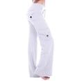 thumbnail image 1 of Pantalones casuales de mujer con botones, microacampanados y cordón ajustable - Poliéster, cintura alta con bolsillos para un estilo diario/urbano, 1 of 6