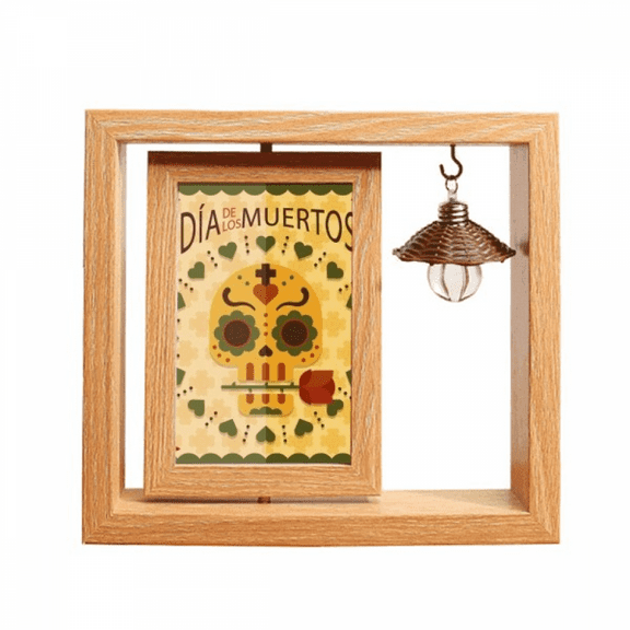 l Rose The Day Of The Dead Mexico Wooden Rotating Picture Photo Frame 4x6