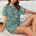 thumbnail image 6 of Womens Pajama Sets With Pocket, cute bees flowers Lounge Sets Short Sleeve Sleepwear PJ Sets for Women, 6 of 6
