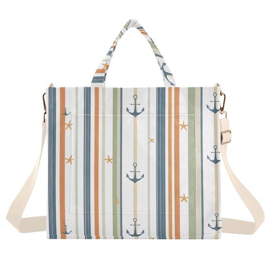 FORMRS Womens Corduroy Tote Bag Crossbody Shoulder Handbag with Pocket, Nautical Pattern