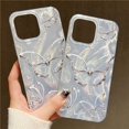 thumbnail image 5 of Funda de lujo para iPhone 14, 13, 15, 16 Pro Max, con mariposa plateada y láser, para iPhone 11, 12 Pro Max, XS, XR, 7, 8, 14, 15 Plus, 5 of 5