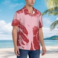 thumbnail image 3 of Rateoe Striped Meat Pattern Men’s Hawaiian Shirt – Short Sleeve Button-Down Tropical Beach Shirt, Lightweight & Breathable Casual Aloha Shirt with Pocket,Small, 3 of 7