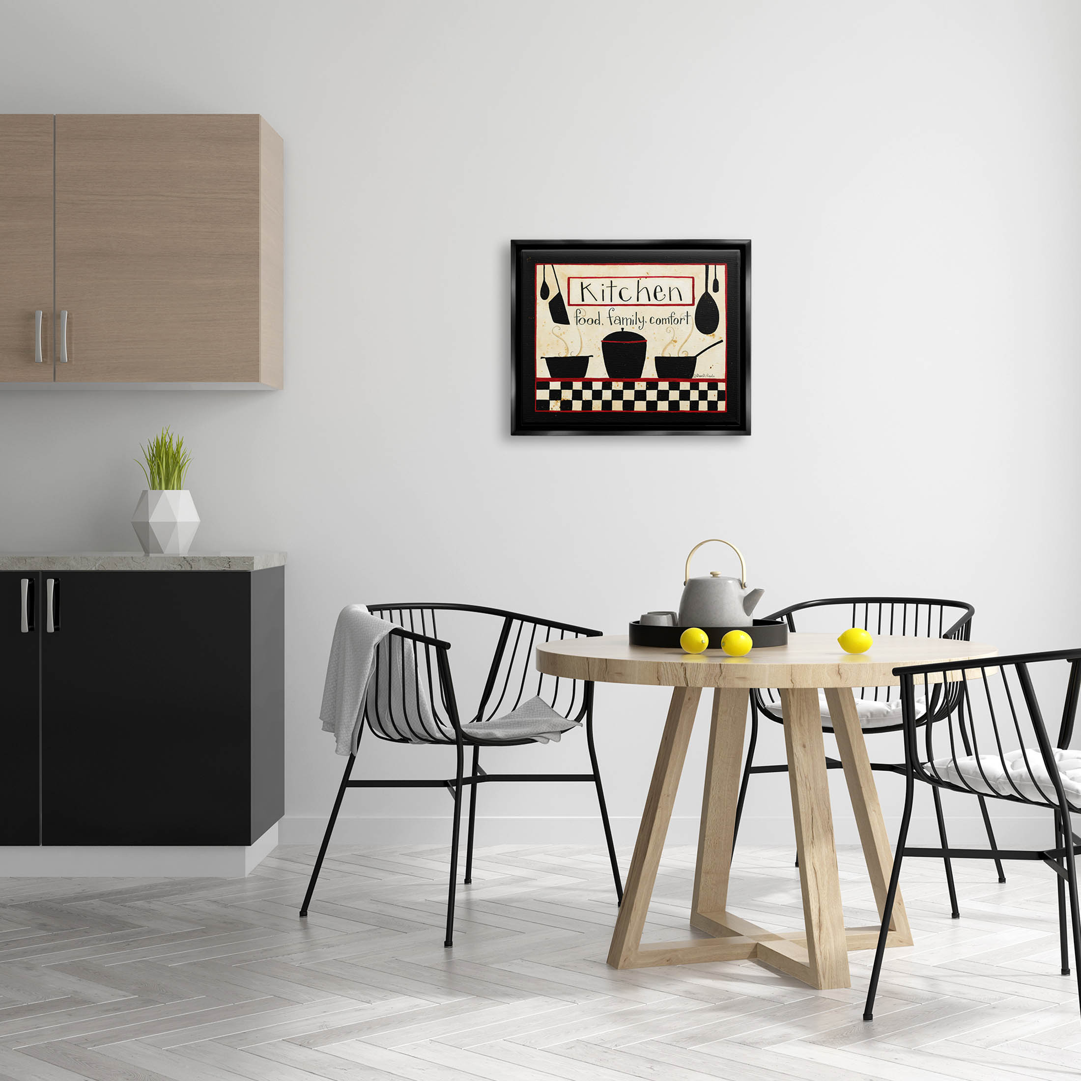 Kitchen Food Family Comfort Patterned Food & Beverage Graphic Art Jet Black Framed Art Print Wall Art