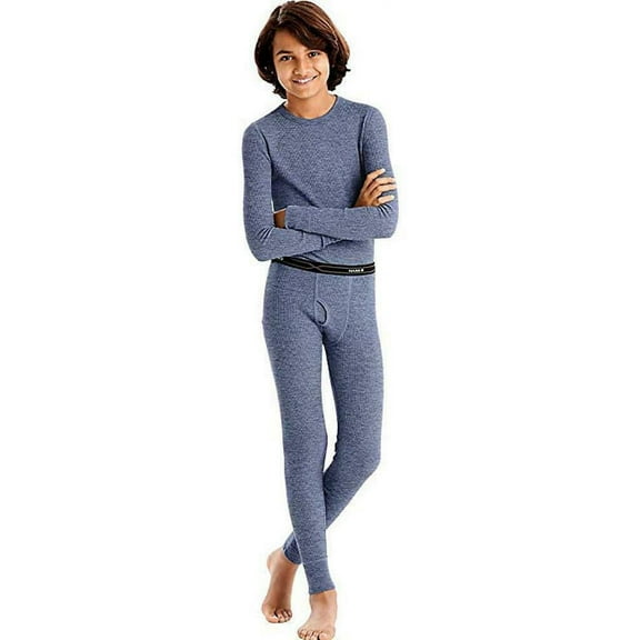 Hanes Boys' X-Temp Waffle Knit Thermal Set 129195 DENIM