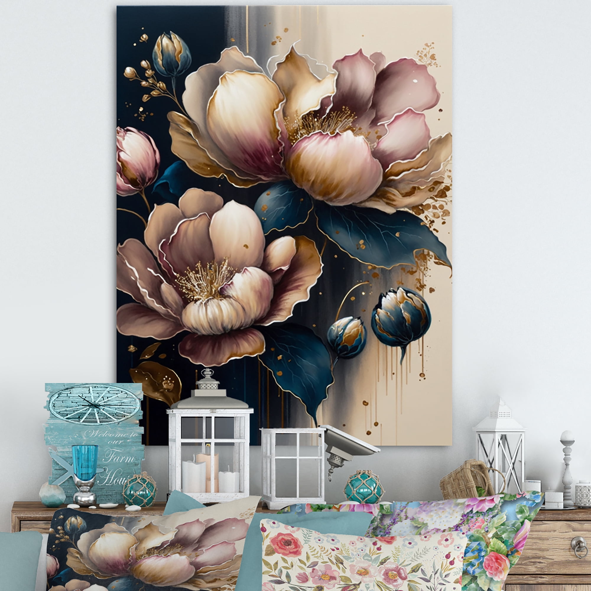 Designart Pink And Dark Purple Tulips III Canvas Wall Art