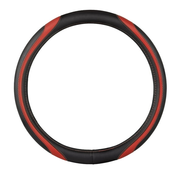 Custom Accessories Red, Black, 15.35 in, Sport Stripe Thermoplastic Elastomer Steering Wheel Cover