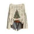 thumbnail image 2 of FDGIU Women's Christmas Long Sleeve T-Shirt - Lightweight Christmas Tree Graphic Top, Snowflake Sequined Blouse, Xmas Vacation Casual Sweatshirt, 2 of 6