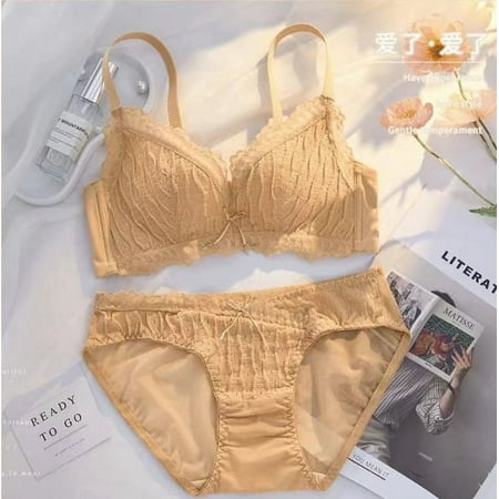 New Lace Sexy Lingerie Women s Small Chest Push up Breast Holding Anti-Sagging Adjustable Type without Steel Ring Bra Set