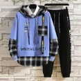 thumbnail image 4 of Conjuntos de chándal blancos con letras del alfabeto, sudadera, ropa para hombre, camiseta a cuadros, pantalones de chándal originales, marcas Xl, 4 of 5