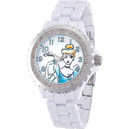 Disney Cinderella Women's Enamel Watch, White Bracelet