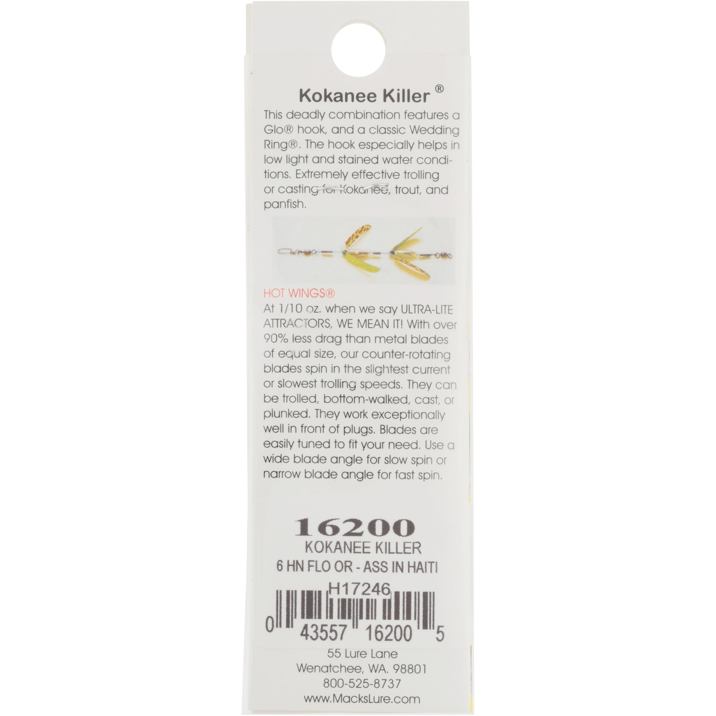 (2 pack) Mack's Lure Kokanee Killer Single Glo Hook Hammered Nickel FlOrange Hot Cerise 6