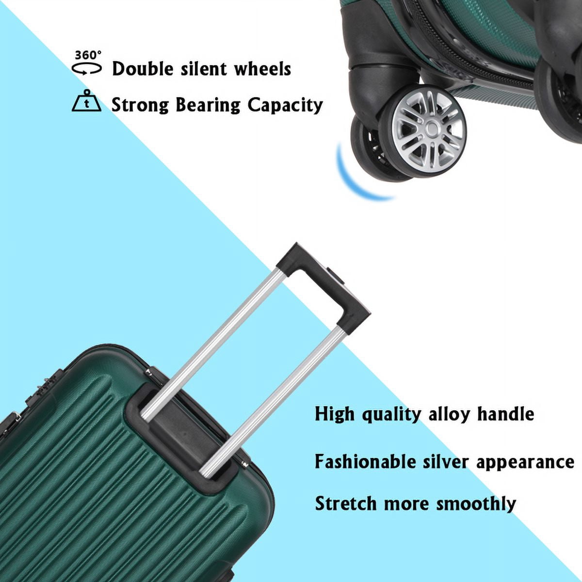 Cotinse Luggage Set Suitcase,3-In-1 Multifunctional Large Capacity Traveling Storage Suitcase Luggage Set,Dark Green