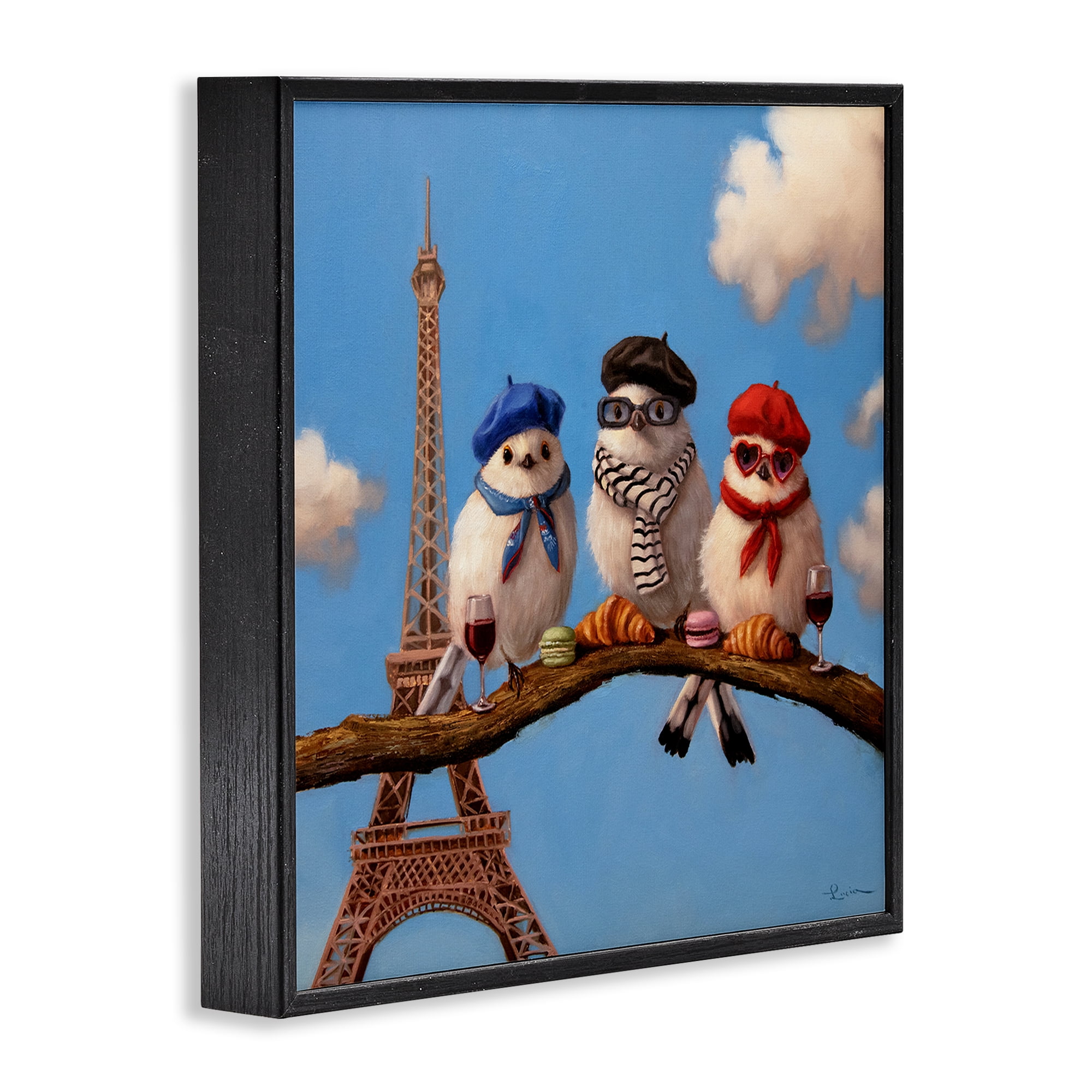 Stupell Industries Parisian Chic Birds in Paris Black Framed Giclee Art, design by Lucia Heffernan