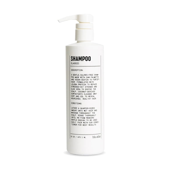Champú natural para hombres Blu Atlas - Para todo tipo de cabello - Champú hidratante profundo de limpieza suave Sin sulfato vegano ni parabenos - Aroma clásico 16 oz.