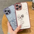 thumbnail image 5 of for iPhone Case,Luxury ElectroPlated Dandelion Pattern with Crystal Diamend Rhinestone Camera Lens Protection Shockproof Phone Case (Silver,iPhone 12 Pro), 5 of 6