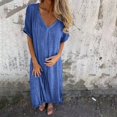 thumbnail image 7 of fatyb V Neck Casual Dress for Women Short Sleeve Long Tshirt Dress Lightweight Swimsuit Cover up Beachwear, 7 of 7