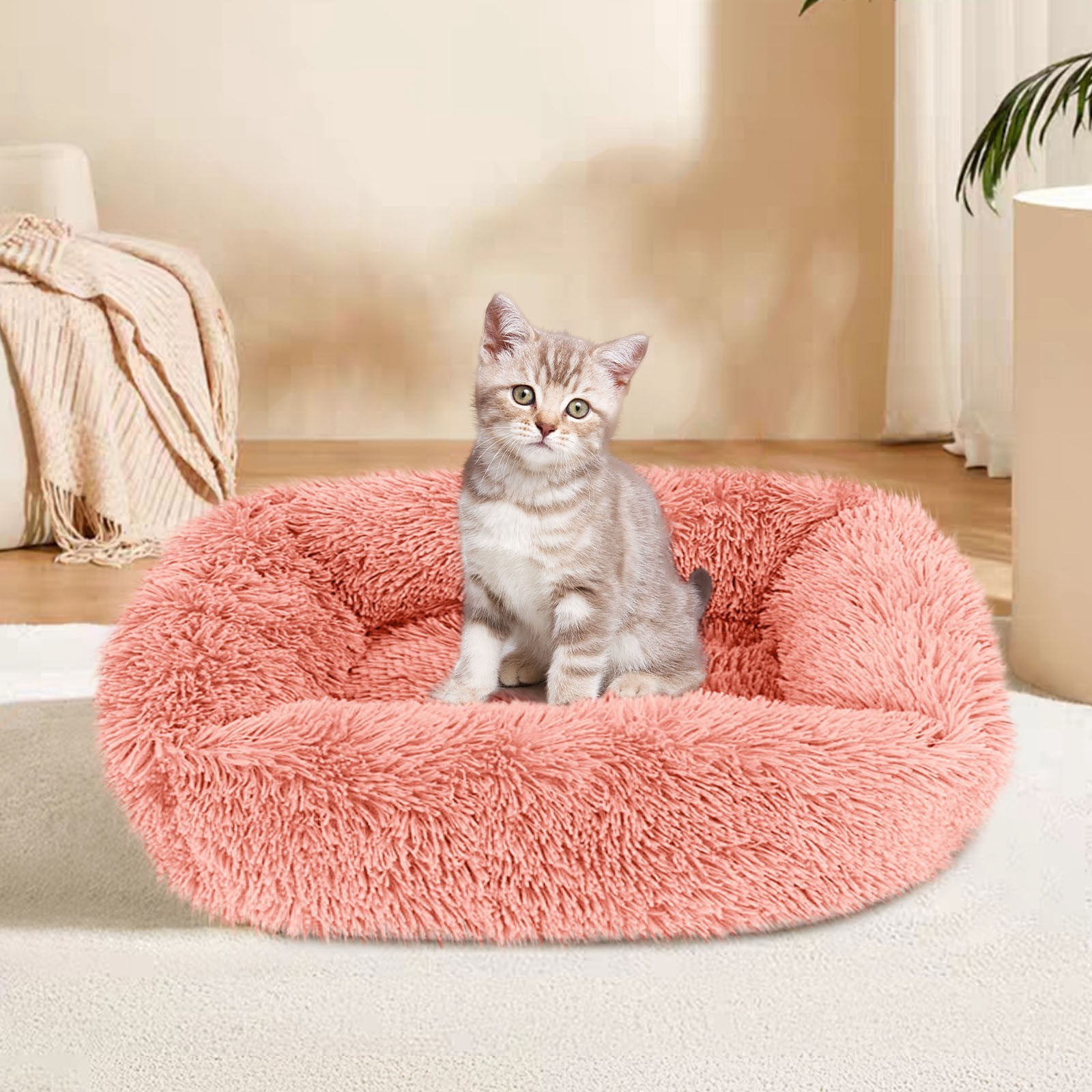 PureCasa Soft Dog Cat Bed for Fall Winter, Long Plush Fluffy Pet Bed Kennel, Cushion Sleeping Pad for Small Medium Large Cats Dogs, Solid Color, Modern Decor, Rectangle, 1 Pack, 18"x14", C