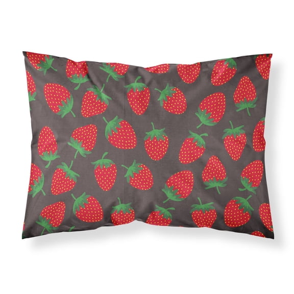 Carolines Treasures BB5137PILLOWCASE Strawberries on Gray Fabric Standard Pillowcase Standard multicolor