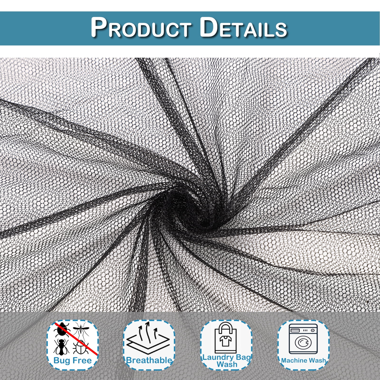 Lapalife Ultra Large Mosquito Netting for Outdoor Indoor, Bed Canopy Four Corner Outdoor Mosquito Screen Mesh Lightweight for Patio Porch Garden Home, 84"L x74"W x94"H