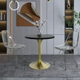thumbnail image 3 of LeisureMod 27" Round Dining Table with MDF Top and Brushed Gold Stainless Steel Pedestal Base Seats 2-3 Person for Modern Home, Kitchen, Cafes Verve Collection Black, 3 of 7